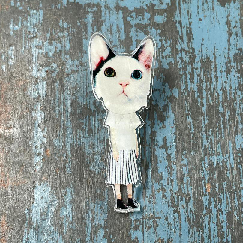 IF BOWIE WAS A CAT PIN BADGE